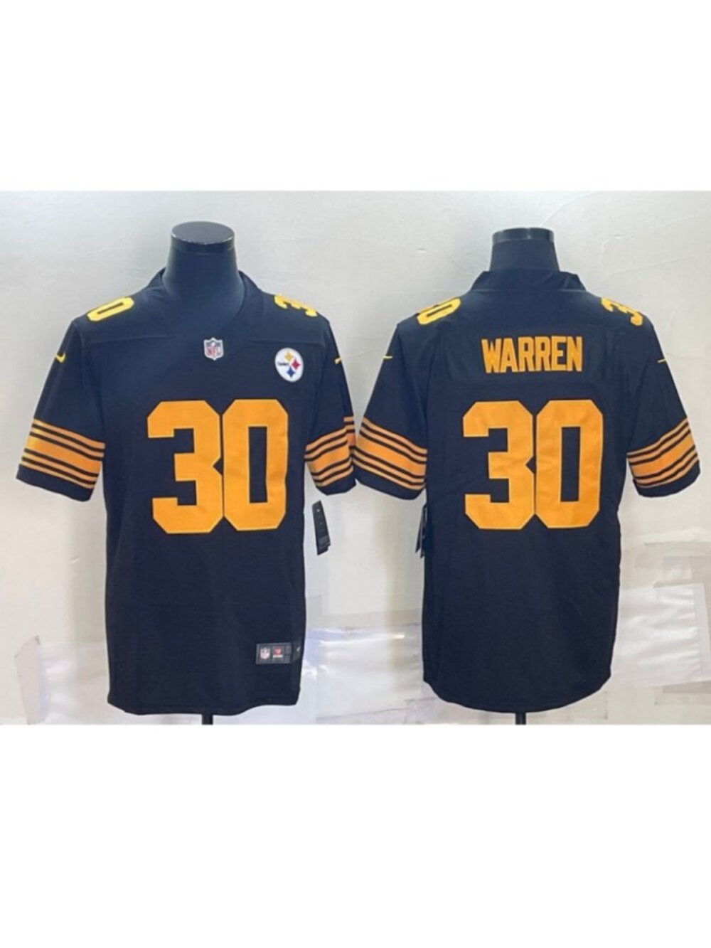 Jaylen Warren Black Vapor Rush Jersey Stitched